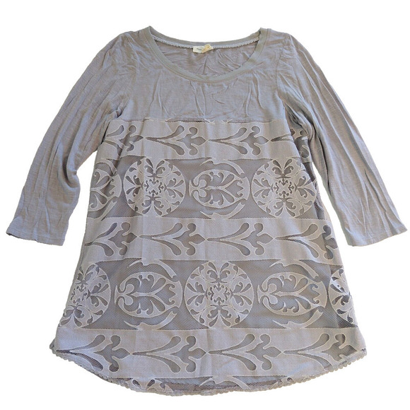 Meadow Rue Anthropologie Lace Front Top Size M Lavender Capriccio Lace Overlay - Picture 1 of 9